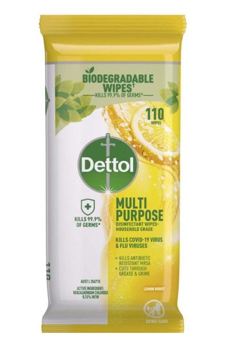 Dettol Disinfectant Lemon Multipurpose Cleaning Wipes | 110 pack