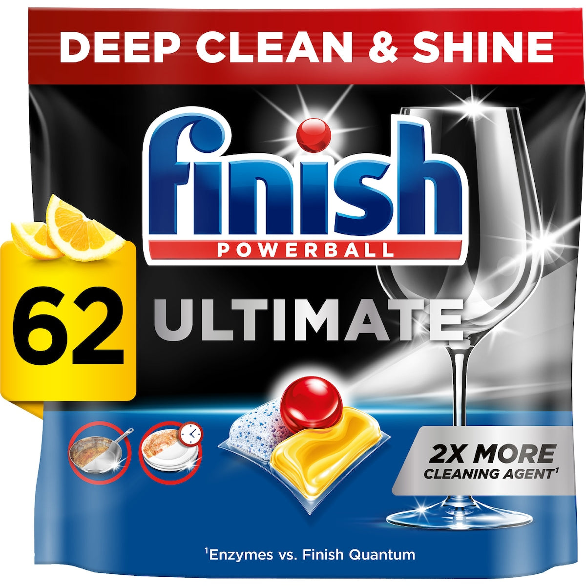Finish Ultimate Dishwashing Tablets Lemon Sparkle – 62 Pack