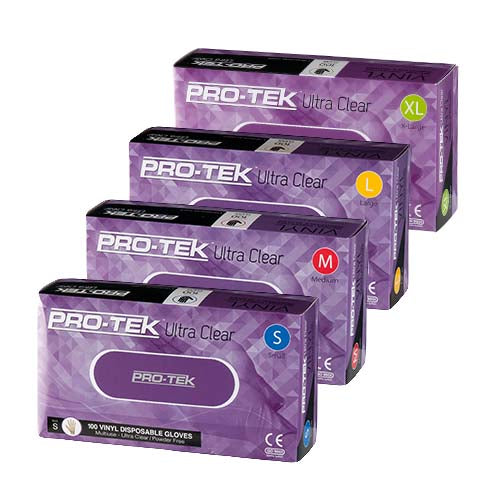 ProTek Vinyl Glove Clear Powder Free Small/Medium/Large/XL Box 100 Carton  1000