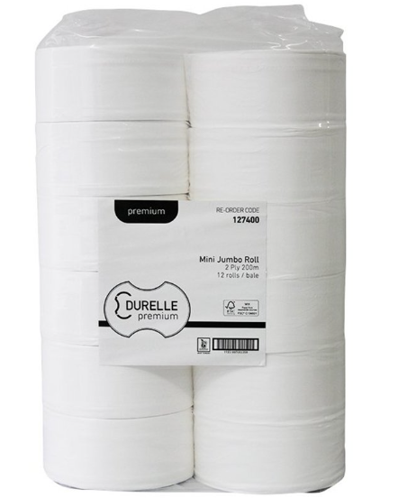 Durelle Premium FSC Mix Mini Jumbo Roll 2 Ply 200m (12/bale)