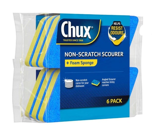 Chux Non-Scratch Scourer + Foam Sponge | 6 pack
