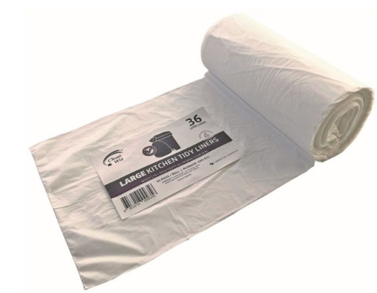 Clean Wiz Oxo-Biodegradable Kitchen Tidy Liners 36L White Pack of 50