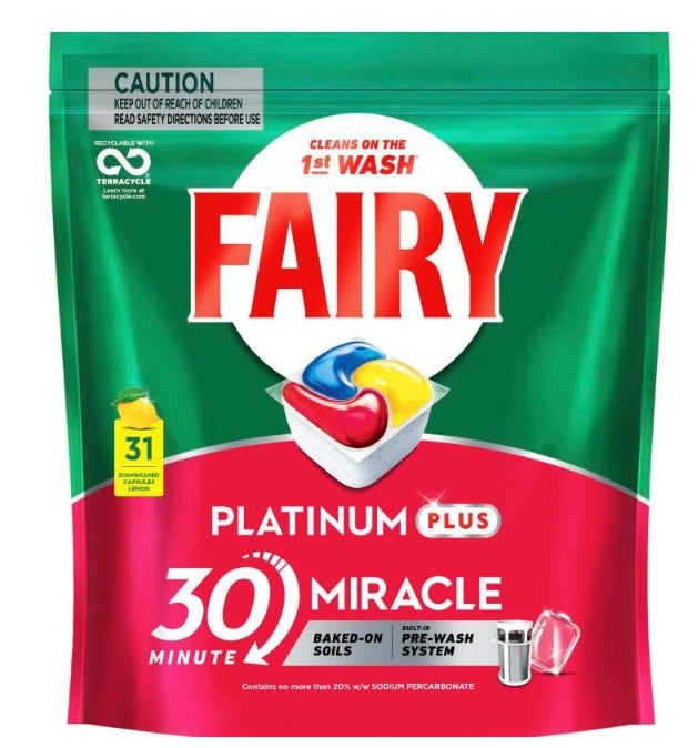 Fairy Platinum Plus Lemon Dishwashing Tablets | 31 pack