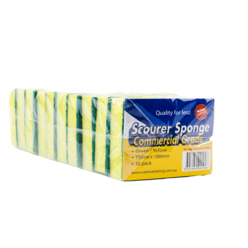 NABClean Scourer Sponge Green & Yellow -75mmx100mm