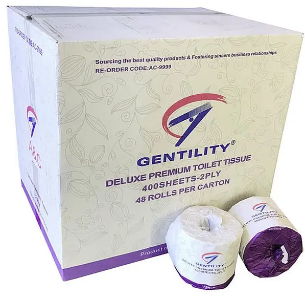 Gentility Premium Toilet Tissues Soft White 2 ply 400 sheets 48 Rolls Individually Wrap AC-400 (1)