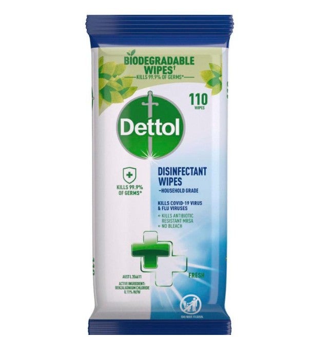 Dettol Multipurpose Disinfectant Cleaning Wipes Fresh | 110 Pack