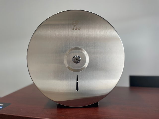 Gentility Stainless Steel Lockable Jumbo Toilet Roll Dispenser